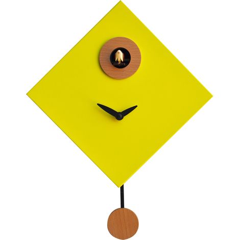 Orologio a Cucù da Parete 25x25x11cm Pirondini Italia Rombino Giallo (1/3)