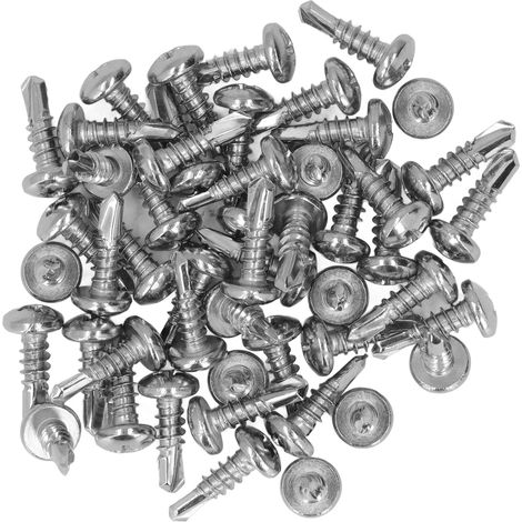 Vis à bois autoforeuse 304 inoxydable, tête ronde, 4,8x16mm, lot de 200 pièces pour bricolage et créations (1/5)
