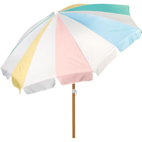 Parasol de plage arc-en-ciel 8 baleines 200 cm, mât inclinable, protection UV50, baleines en fibre de verre, mât en acier 28/32 mm, avec housse de transport, coupe-vent (62430) (1/5)