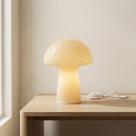 Cream Sculptural Mushroom Table Lamp (1/2)