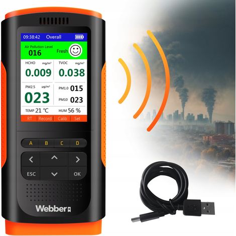 Stazione di monitoraggio della qualità dell'aria UP900 7 in 1 PM2.5 PM10 hcho tvoc USB Webber