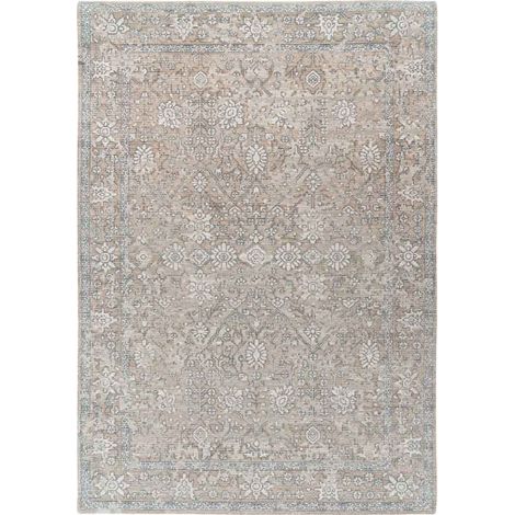 Tapis Tissé Vintage Délavé "Percy" Kaki & Beige 80 x 150 cm (1/5)