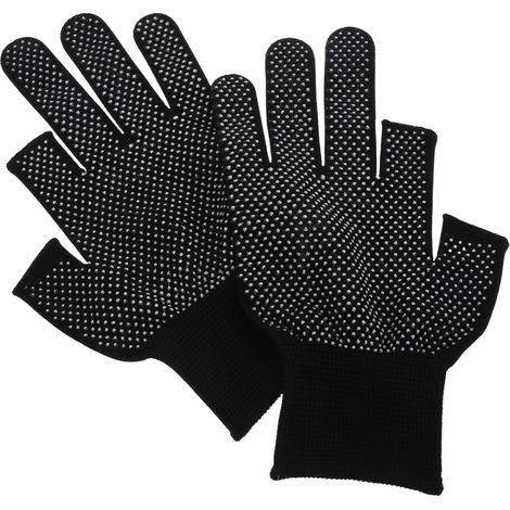 Gants de Jardinage Mi-Doigts Antidérapants – Tricot Nylon Noir avec Points en Silicone