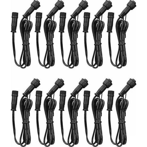 Extension Cable, 10 Pack, For LED Recessed Spotlights, Waterproof IP67, 1M / 3.3Ft, 2Pin, with Male and Female Connectors (1/4)