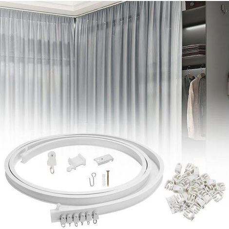 m flexibles Gardinenschienen-Set für die Decke, inklusive 40 Haken, für Zuhause, Schlafzimmer, Fenster, Badezimmer, Büro (1/5)