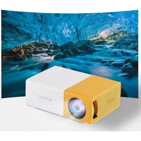 Mini projecteur portable compatible 1080p, projecteur de films intelligent pour home cinéma/extérieur, projecteur de films compatible HDMI, USB, audio, carte TF (Jaune) (1/5)