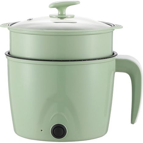 Electric frying pan, 600W-800W, 1L-2L, 2 layers, non-stick, with lid, 2 cooking levels, green (1/5)