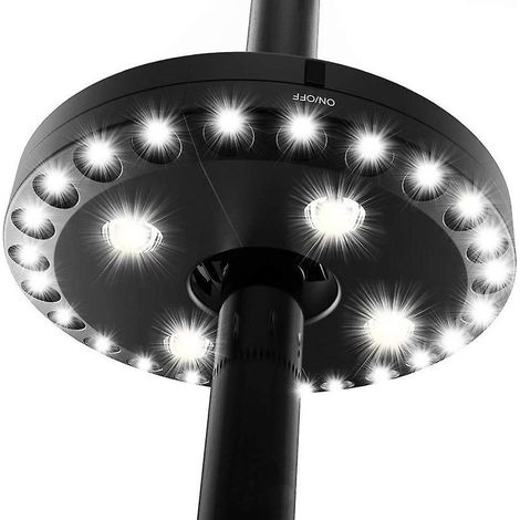 28 LED pour parasol de terrasse - 3 modes de luminosité, bâton lumineux à piles pour parasols et camping (1/5)
