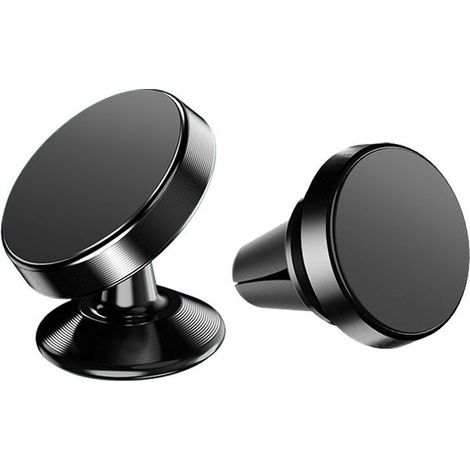 Support Telephone Voiture, porte Téléphone Voiture Universel 360° Rotation, Magnetique portable Aimant Adhésif pour Smartphone, Compatible pour Phones ou appareils GPS-Noir 2PCS (1/2)