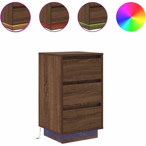 Maison Exclusive - Nachttisch mit LED-Leuchten Braun Eichen-Optik