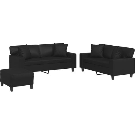 Maison Exclusive - Set di Divani 3 pz con Cuscini Nero in Similpelle