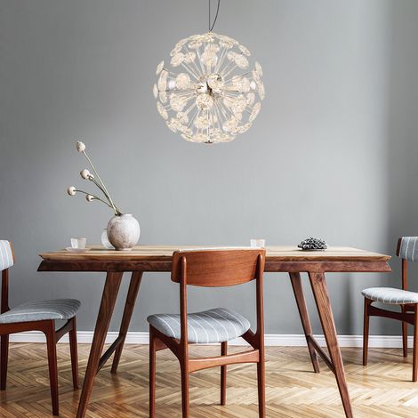 Pendelleuchte Hängelampe Schlafzimmerleuchte Kristalle chrom LED H 150 cm (1/5)