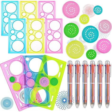 Spirographe, 12 pièces Spirograph Deluxe Set,Dessin Spirale Ensemble Multifonctionnel Spiral Designer, Mandala Designer, Creatif Pochoirs pour Peinture, Modèles de Dessin pour Enfants (1/5)