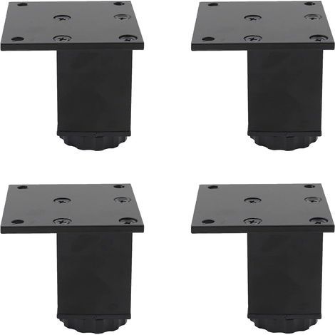 Patas de muebles cuadradas, negras, 6,8x6,8 cm, 4 patas ajustables de aleación de aluminio, patas para sofá. (1/5)