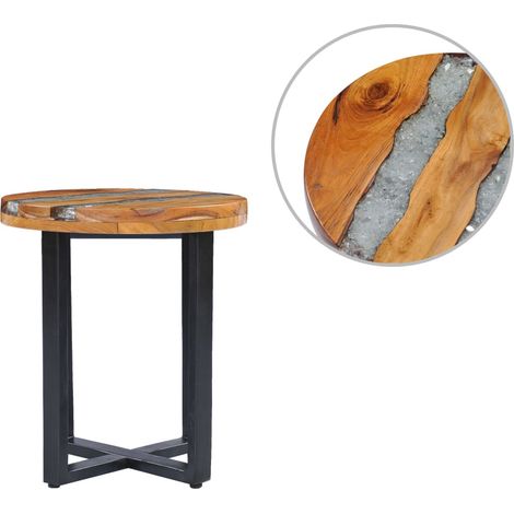 Table Basse de Salon Élégante,Table Canapé 40 x 45 cm Bois de teck massif et polyrésine -FR26411 (1/5)