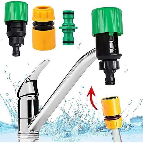 Adaptateur pour robinet de cuisine vers tuyau d'arrosage, kit de réparation pour tuyau d'arrosage 1/2 po, raccord rapide pour robinet, adaptateur universel pour robinet et tuyau d'arrosage (1/5)