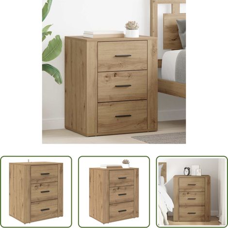 vidaXL Rangement - Cabinet de chevet avec tiroir Chêne artisanal 35 x 50 x 60 cm (1/5)