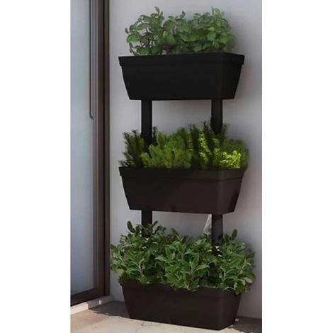 FIORIERA DA GIARDINO KIT 3PZ ANTRACITE CM 50X17X100H