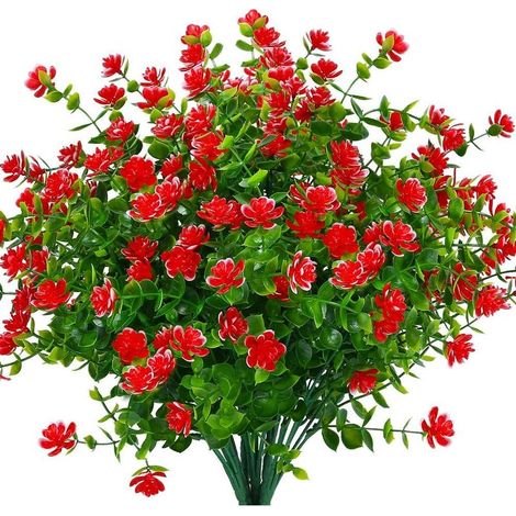 Fleurs artificielles d'extérieur résistantes aux UV Plantes buis, arbustes, verdure en plastique synthétique pour intérieur et extérieur à suspendre pour maison, bureau, mariage, ferme, décoration Rou (1/5)