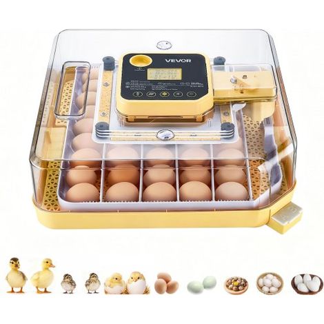 Incubadora 48 Huevos, Volteadora Automática con Indicador LED, Pantalla de Temperatura y Control de Humedad, Ventana Transparente con Vista 360°, para Pollitos, Patos, Gansos y Codornices (1/5)