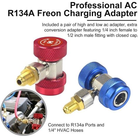 R134A Klimaanlagenadapter – 1/4-Zoll-Hoch-/Niederdruck-Schnellkupplung – Leckagefreie Installation – Langlebiges Kupfer