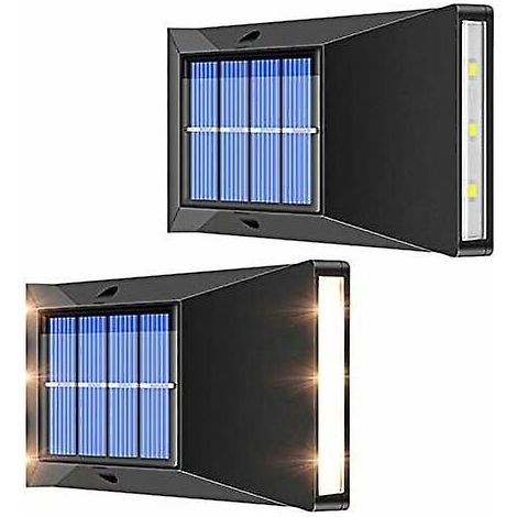 2pcs Led Applique Murale Solaire Ip65 Tanche Applique Murale Dcorative Pour Jardin Extrieur Clture Patio Balcon (1/5)