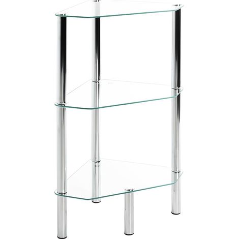 étagère chromé, métal, Verre trempé - Dim.: L 45 cm x H 77 cm x P 32 cm, Style: Modern (1/5)