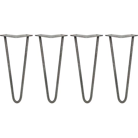 Pieds de table en forme d'épingle à cheveux, 12 pouces (30 cm), paquet de 4 pièces, acier robuste d'origine, acier de 10 mm d'épaisseur, 2 griffes, 300 kg. (1/5)