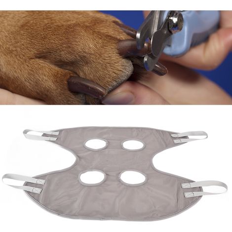 [Hängematte für die Hundepflege] [Einfache Fellpflege] – Multifunktionale Hängematte zum Baden, Waschen und Krallenschneiden – Atmungsaktives Netzmaterial – Inkl. 2 Haken – Grau, Größe M (1/5)