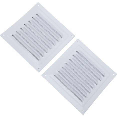 2 évents de grenier en aluminium, mur de soffite, grille de persienne carrée, pour porte extérieure, maison, garage, plafond 200x200mm avec moustiquaire, blanc (1/5)
