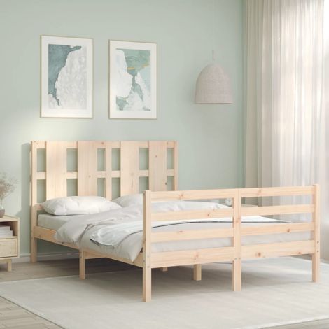 Bed Frame without Mattress Double Solid Wood vidaXL (1/5)