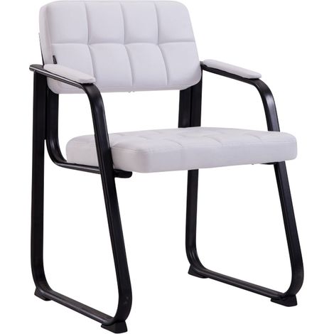 Silla de visita sillón de oficina sin ruedas sintético blanco BUR10231 (1/3)