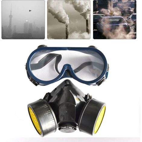 Visière de protection, lunettes anti-poussière, masque buccal avec double bouteille de gaz (1/5)