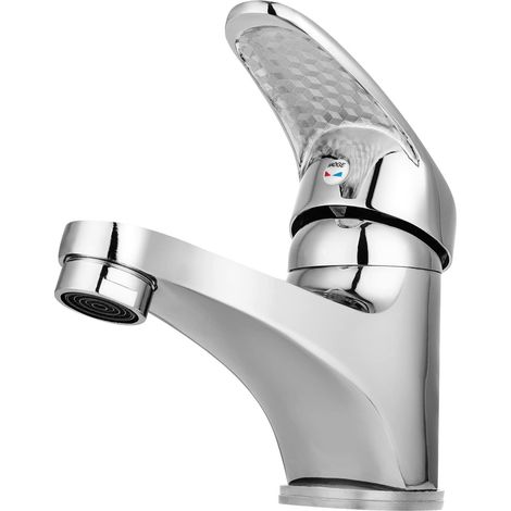 Chrome Mono Basin Tap - Single Lever Hot & Cold Mixer Tap for Bathroom Sink