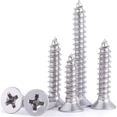 20 Pièces M5x70mm Vis à Tête Plate Autotaraudeuse en Acier Inoxydable 304 DIY Vis à Bois en Bois Matériel de Fixation