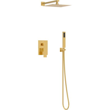 BALNEO Système de douche avec pommeau de pluie or brillant Acier inoxydable  Mitigeur de douche avec douchette CASCADE (1/5)
