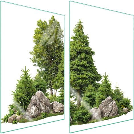 PLAQUE DE PROTECTION EN VERRE POUR CUISINE 2x35x52 ARBRE (1/5)