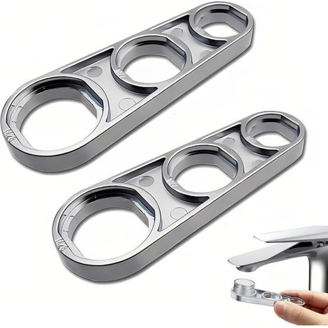 Clé universelle pour aérateur, 2 pièces, clé pour raccord d'aérateur dissimulé, 6 tailles en alliage de zinc, régulateur de jet universel, remplacement d'aérateur, outil de filtre de robinet compatibl (1/5)