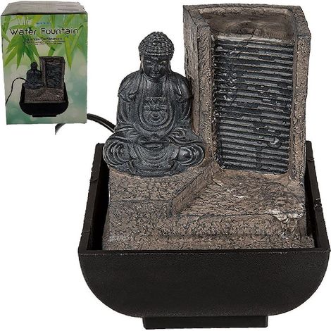 Mini-Fontaine d'intérieur grise Bouddha en Polyrésine 16 cm