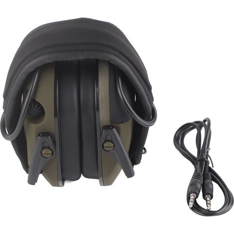Protection auditive électronique NRR 22dB avec fonction casque et haut-parleur pour tir, couleur vert militaire