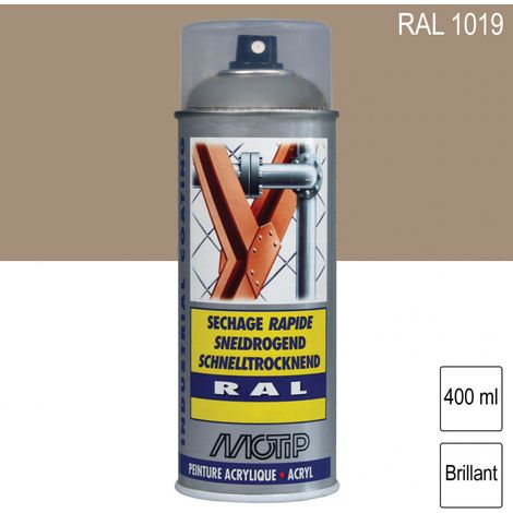 Peinture aérosol RAL 1019 Beige gris brillant 400ml MOTIP