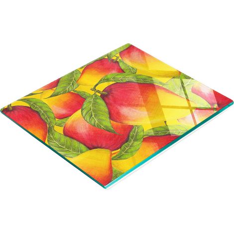 Dekorative Glasplatte mit Grafiken zum Servieren von Mangosnacks, 60 x 52 cm (1/5)