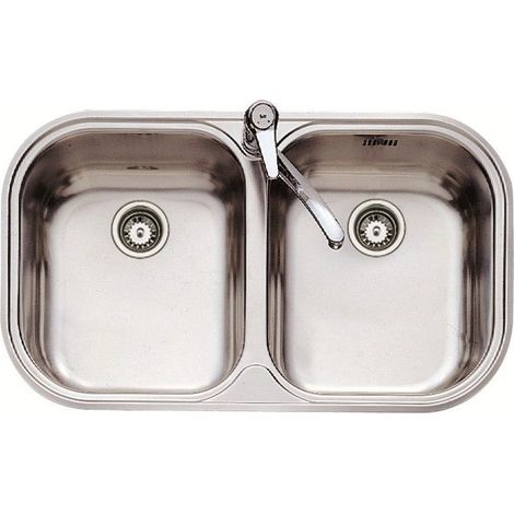 Fregadero Sobre encimera Acero inoxidable Rectangular 2 Senos TEK (1/6)
