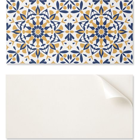 Azulejos decorativos autoadhesivos para una r谩pida renovaci贸n de pared, estampado floral sim茅trico, 10x40x20 cm
