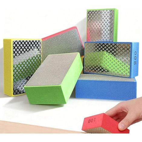 6 Pièces Tampons de Polissage à la Main en Diamant, Cale a Poncer Carrelage, Tampons de Polissage Diamant Manuels, Bloc de sable de diamant, pour le Ponçage, le Polissage et les Arêtes Vives (1/5)