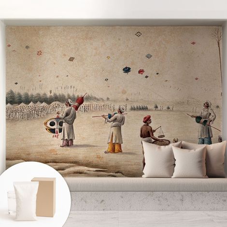 Tapete Vliestapete mit Kleber - abwaschbar - Tapete mit Motiv - trendige Wanddeko - elegant Fototapete Steigende Drachen 208x146 cm (1/5)