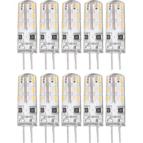 10 pièces G4 ampoule LED Bi broche Base Silicone blanc chaud 3000K 1.5W AC220V 110LM paysage ampoules remplacement (1/4)