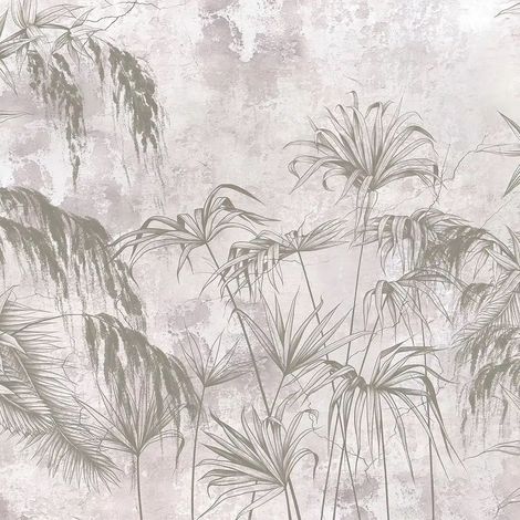 papier peint panoramique feuilles de la jungle gris  - Sanders & Sanders (1/5)