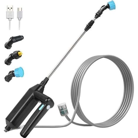Pulvérisateur électrique pour jardin, pulvérisateur électrique pour toiture, pulvérisateur à lance télescopique, pulvérisateur à pression avec 3 buses et tuyaux de 8 m pour l'arrosage et le d (1/5)