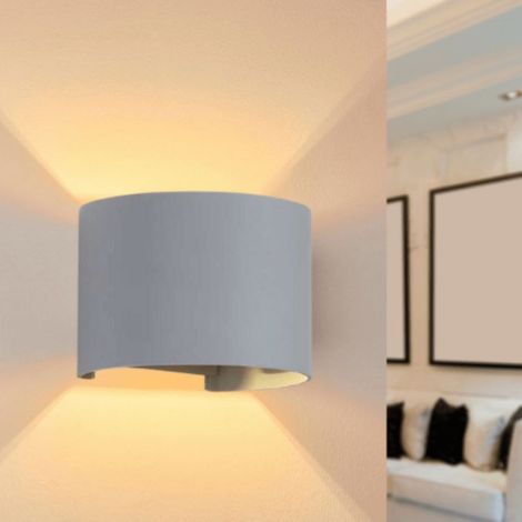 AMXCNOY Applique murale grise LED 6 W, IP54, forme arrondie, blanc neutre (4000 K – 5500 K) (1/2)